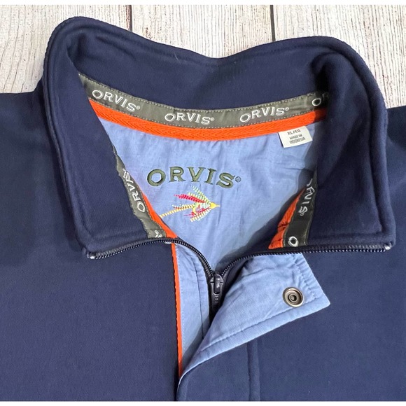 Orvis Signature Quarter Zip Sweatshirt Navy Blue Sweater Size XL - Picture 3 of 5